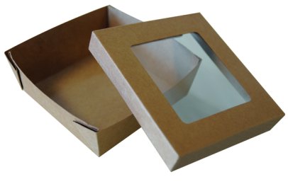 Boîte avec fenêtre 14x14 en paquet de 25 PUBLI EMBAL | Grossiste alimentaire | EpiSaveurs