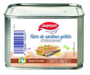 Filet de sardine grillé à l'huile de tournesol en boîte 4/4 FURIC SAUPIQUET | Grossiste alimentaire | EpiSaveurs