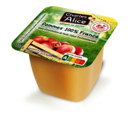 Compote de pomme allégée HVE en coupelle 100 g CHARLES ET ALICE | Grossiste alimentaire | EpiSaveurs