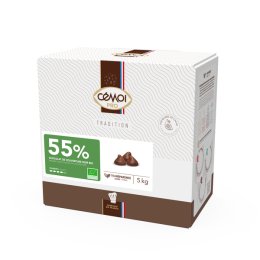 Chocolat noir 55% de cacao BIO en gouttes en boîte 5 kg CEMOI | Grossiste alimentaire | EpiSaveurs
