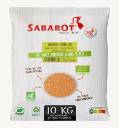 Lentille corail BIO en sac 10 kg SABAROT | Grossiste alimentaire | EpiSaveurs
