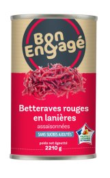 Betteraves en lanières assaisonnées en boîte 5/1 BON&ENGAGE | Grossiste alimentaire | EpiSaveurs