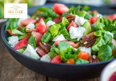 Recette : Salade de pastèque, mâche &amp; mozzarella - EpiSaveurs