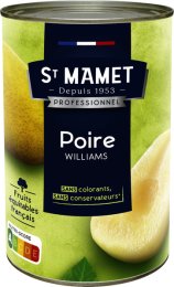 Poire Williams demi-fruit au sirop léger en boîte 5/1 ST MAMET | Grossiste alimentaire | EpiSaveurs