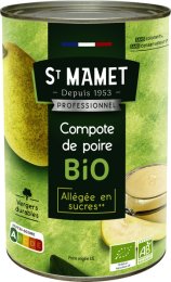 Compote de poire allégée en sucre BIO en boîte 5/1 ST MAMET | EpiSaveurs