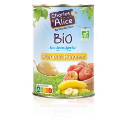 Purée pomme-banane BIO en boîte 5/1 CHARLES ET ALICE | Grossiste alimentaire | EpiSaveurs