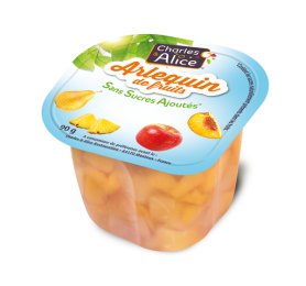 Mélange de cubes de fruits sans sucres ajoutés en coupelle 90 g CHARLES ET ALICE | Grossiste alimentaire | EpiSaveurs