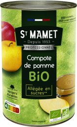 Compote de pomme BIO allégée en boîte 5/1 ST MAMET | Grossiste alimentaire | EpiSaveurs