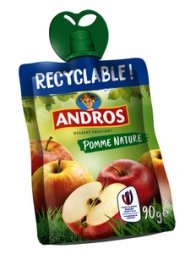 Compote de pomme allégée en gourde 90 g ANDROS | Grossiste alimentaire | EpiSaveurs