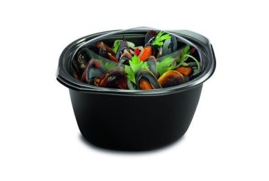 Boîte wok avec couvercle 2300 cc noir en sachet de 25 ALPHA FORM | Grossiste alimentaire | EpiSaveurs