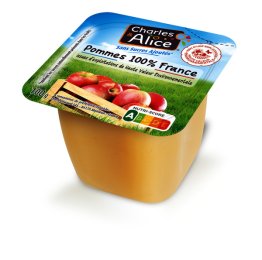 Purée de pomme HVE en coupelle 100 g CHARLES ET ALICE | Grossiste alimentaire | EpiSaveurs