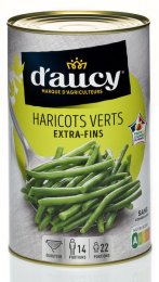 Haricots verts extra fins CE2 en boîte 5/1 D'AUCY | Grossiste alimentaire | EpiSaveurs
